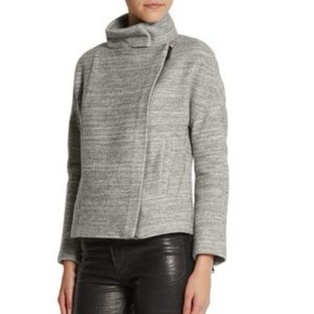 J Brand Pallenberg Moto Jacket Gray Wool Blend Small